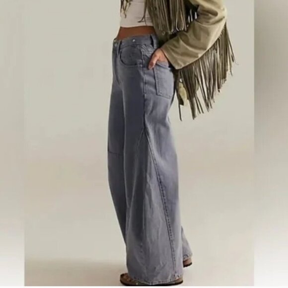 NWT Free People Eden High Slouchy Flare Jeans in Diamond - Picture 2 of 8